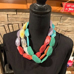 Blue Heron Acrylics Necklace OS Aqua/Orange/Purple/Yellow